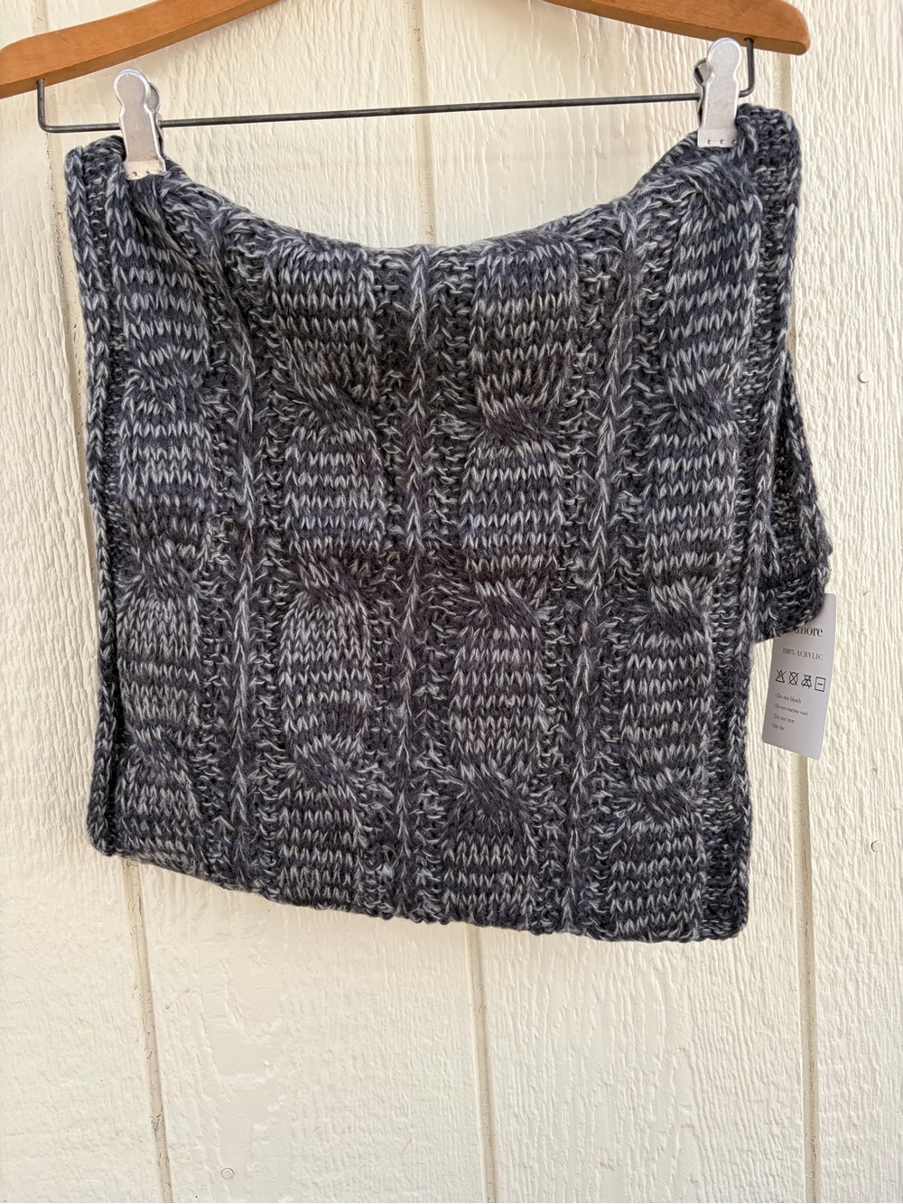Unisex Large warm knitted long winter scarf Gray - Picture 13 of 15